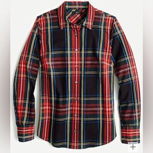 JCrew Slim stretch perfect shirt in black Stewart tartan